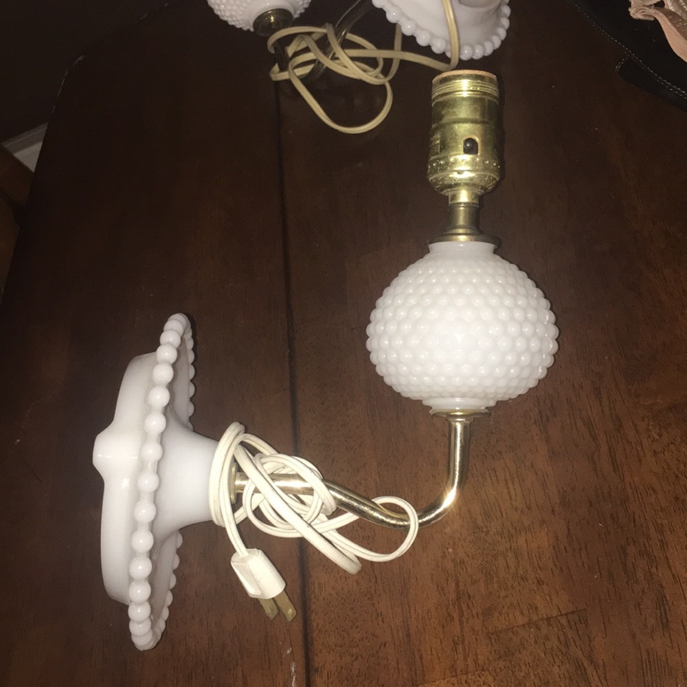 Vintage milk  glass bedside lamps